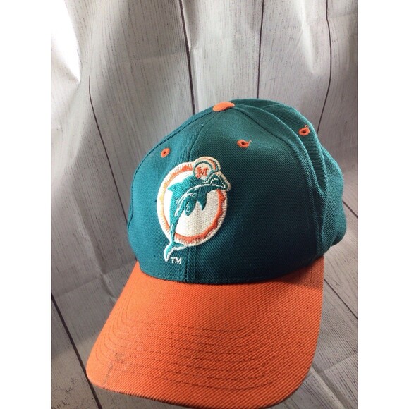 Vintage Miami Dolphins Two Tone Snapback Orange and Teal 1970s Logo Hat NFL - Picture 2 of 13